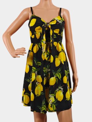 Рокля тънки презрамки лимон